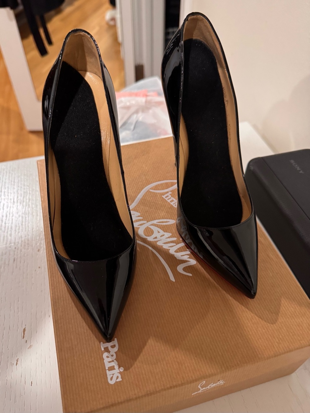 Christian Louboutin Black Patent Pointed Toe Stiletto Pumps
